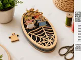 [Laser cut and engrave] Flower Shaped Embroidery Floss Organizer with Thread Bobbins Laser Cut Bundle. Crafting and Sewing