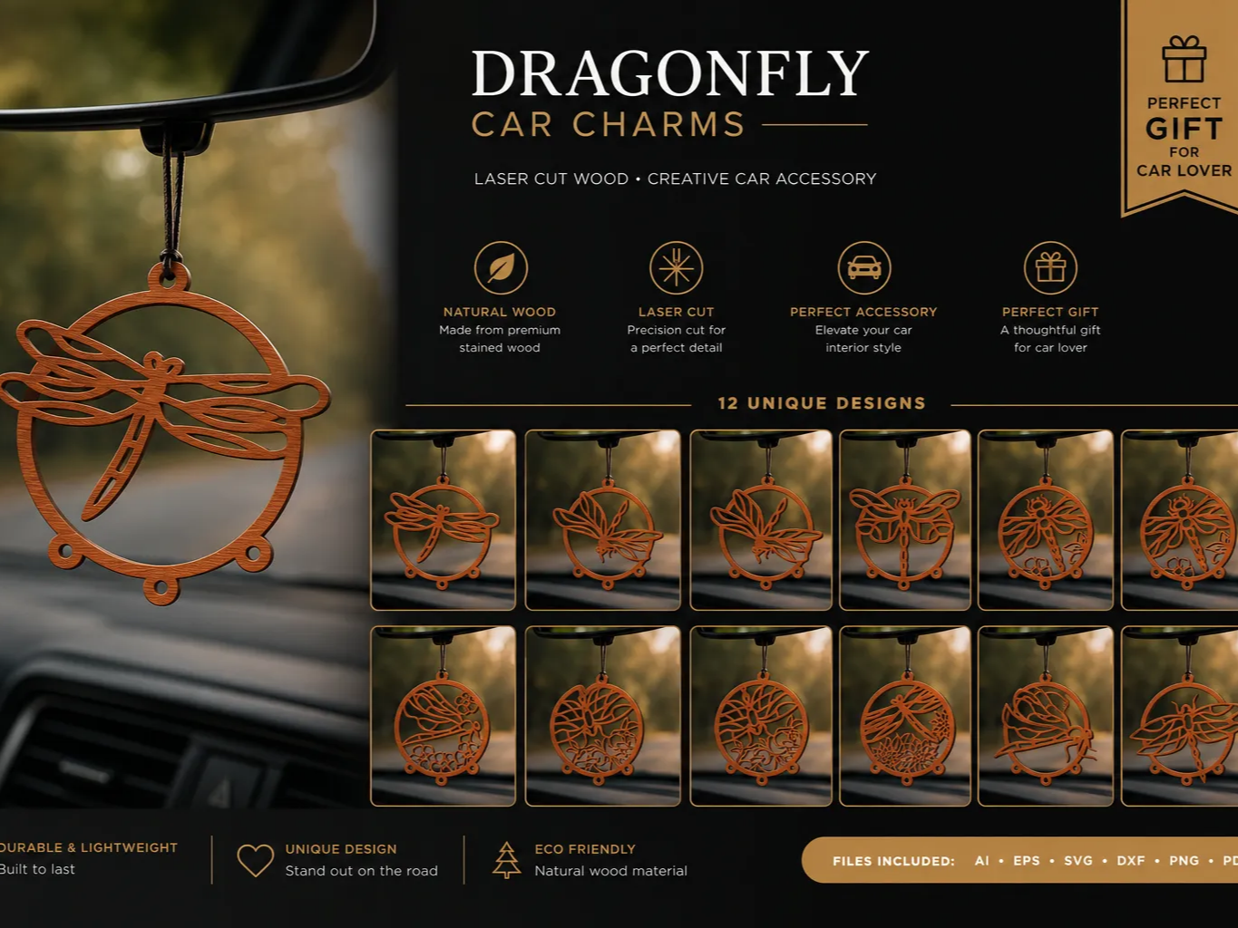 Dragonfly Car Charms laser Cut 12 DESIGNS