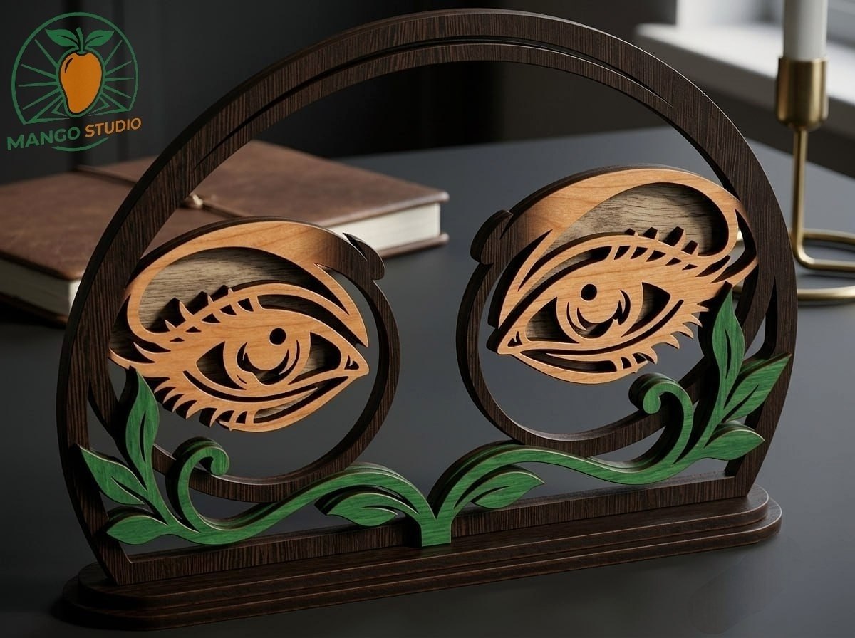 [Laser cut and engrave] Art Nouveau Eye Napkin Holder Laser SVG