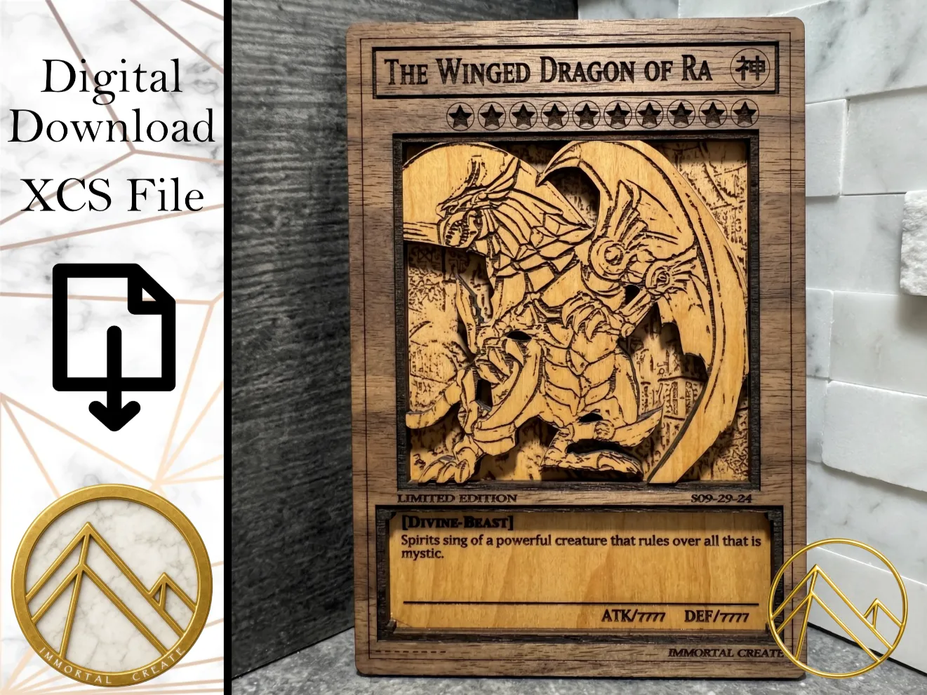 The Winged Dragon of Ra (Wood Card)