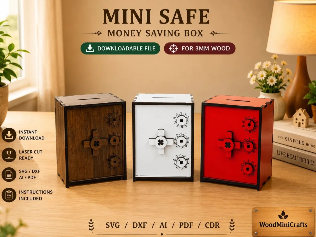 [Laser cut and engrave] Miniature Safe Money Saving Box with Combination Dial