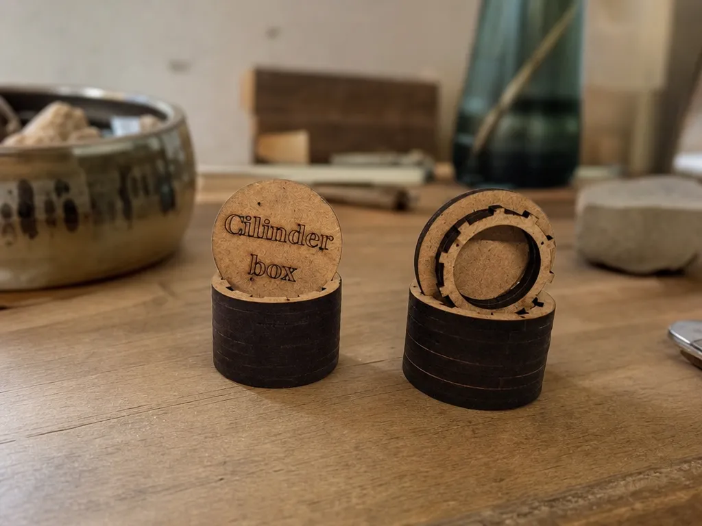 Small Round Wooden Cylinder Storage Box