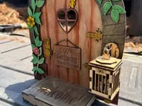 [Laser cut and engrave] Wooden Hobbit Gnome Door with Lantern Mailbox for Garden