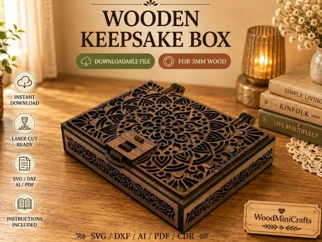 Jewelry Box Laser Cut File, Wooden Jewelry Organizer SVG, Mandala Jewelry Box Template, Laser Cutting Files, CNC DXF AI CDR PDF