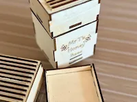 [Laser cut and engrave] Miniature Wooden Beehive Model with Honeycomb Frames