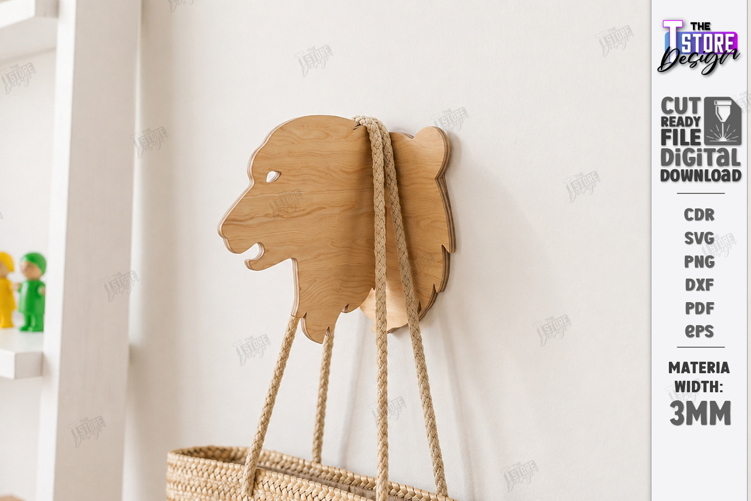 [Laser cut and engrave] 3D Animal Wall Hooks Laser Cut | Wooden Hanger Designs | Safari and Forest Animals | Wall Decor | Entryway Storage Organizers | Wooden Rope Hanger Uti