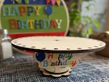 [Laser cut and engrave] Happy Birthday Wooden Cake Stand with Balloon and Present Cutouts