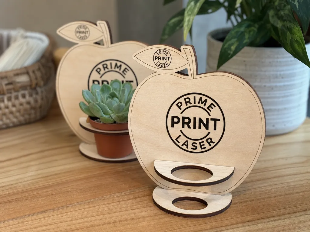 Support de pot de fleurs en bois en forme de pomme