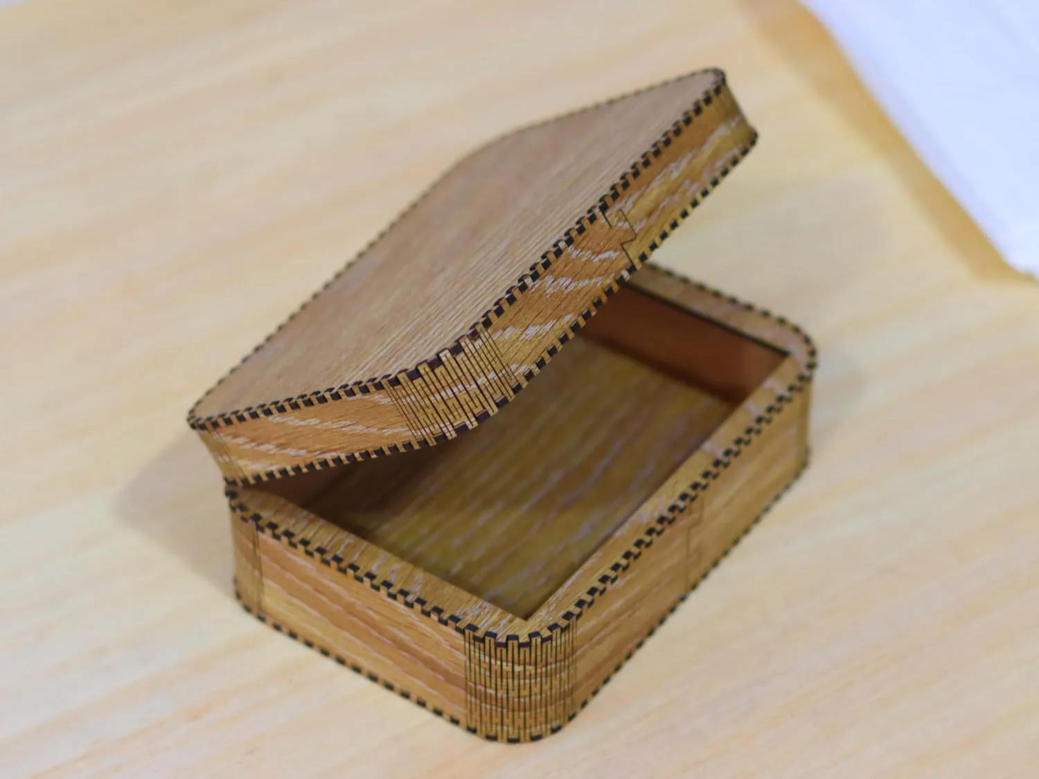 Small Rectangular Wooden Storage Box with Hinged Lid