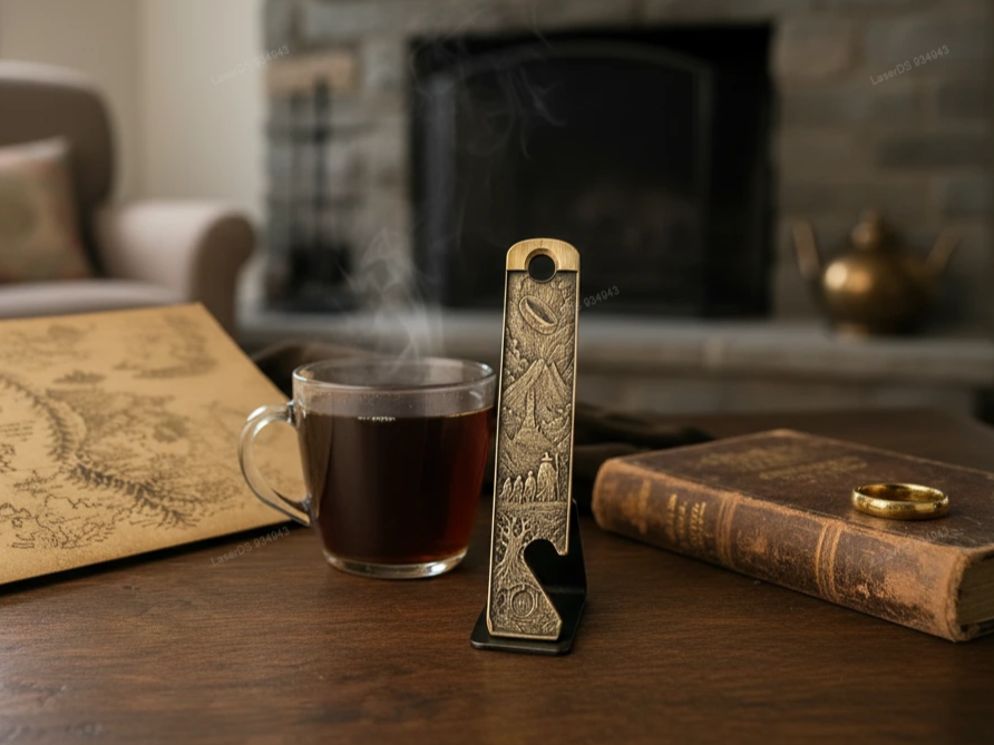 Flaschenöffner aus Messing mit Fantasysetting (Angelehnt an Herr der Ringe)
