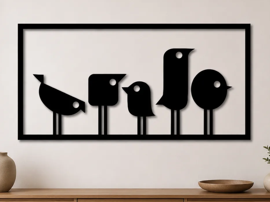Minimalist Bird Wall Art SVG | Modern Bird Silhouette Set | Scandinavian Bird Decor | Laser Cut SVG | Digital Download