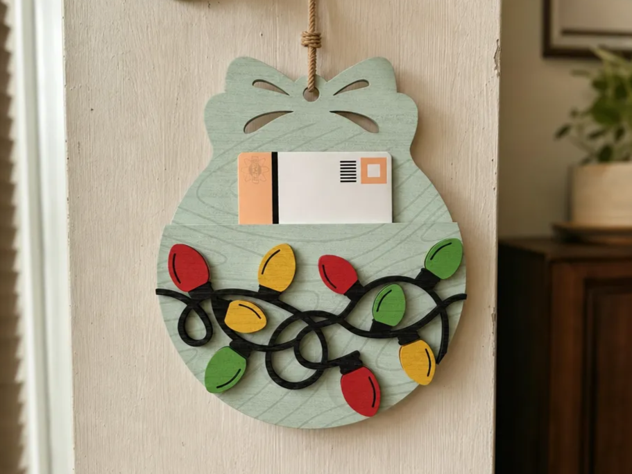 Christmas Ornament Gift Card Holder with Festive Light Bulb Design