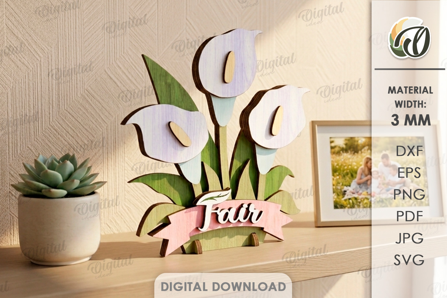 [Laser cut and engrave] 3D Flower Stands Bundle. Plant Home Decor Laser Cut Files. Floral Shelf Sitter SVG. Summer. Mother's Day Gift. Spring Standing decor
