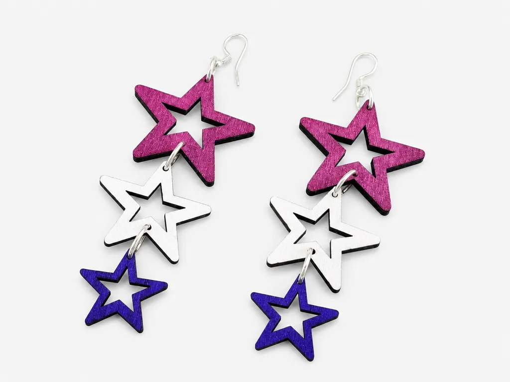Triple Star Drop Earrings