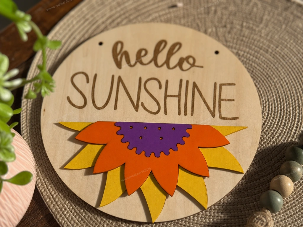 Hello Sunshine Round Sunflower Wall Sign