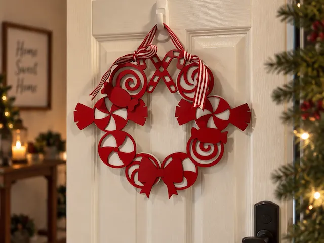 Peppermint Candy Themed Christmas Wreath