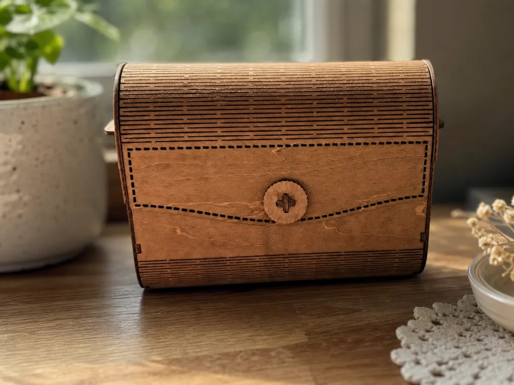 Sac en bois avec fermeture à bouton