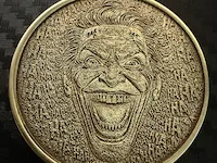 [Laser cut and engrave] The Joker gold coin with laughing HAHA text pattern