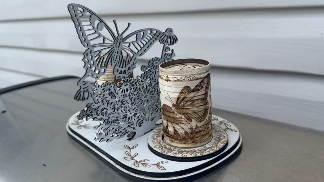 Butterfly & Wildflower Salt Pepper Shakers & Rack