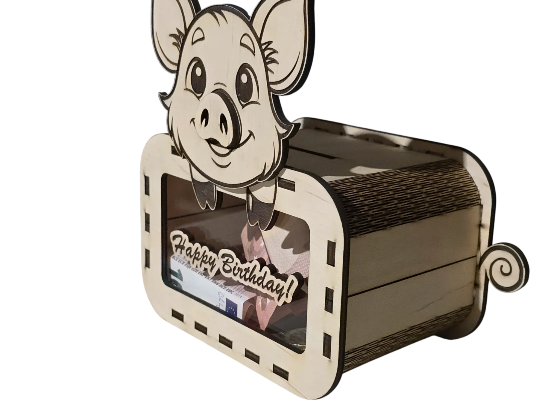 [Laser cut and engrave] Happy Birthday Piggy Bank Money Box