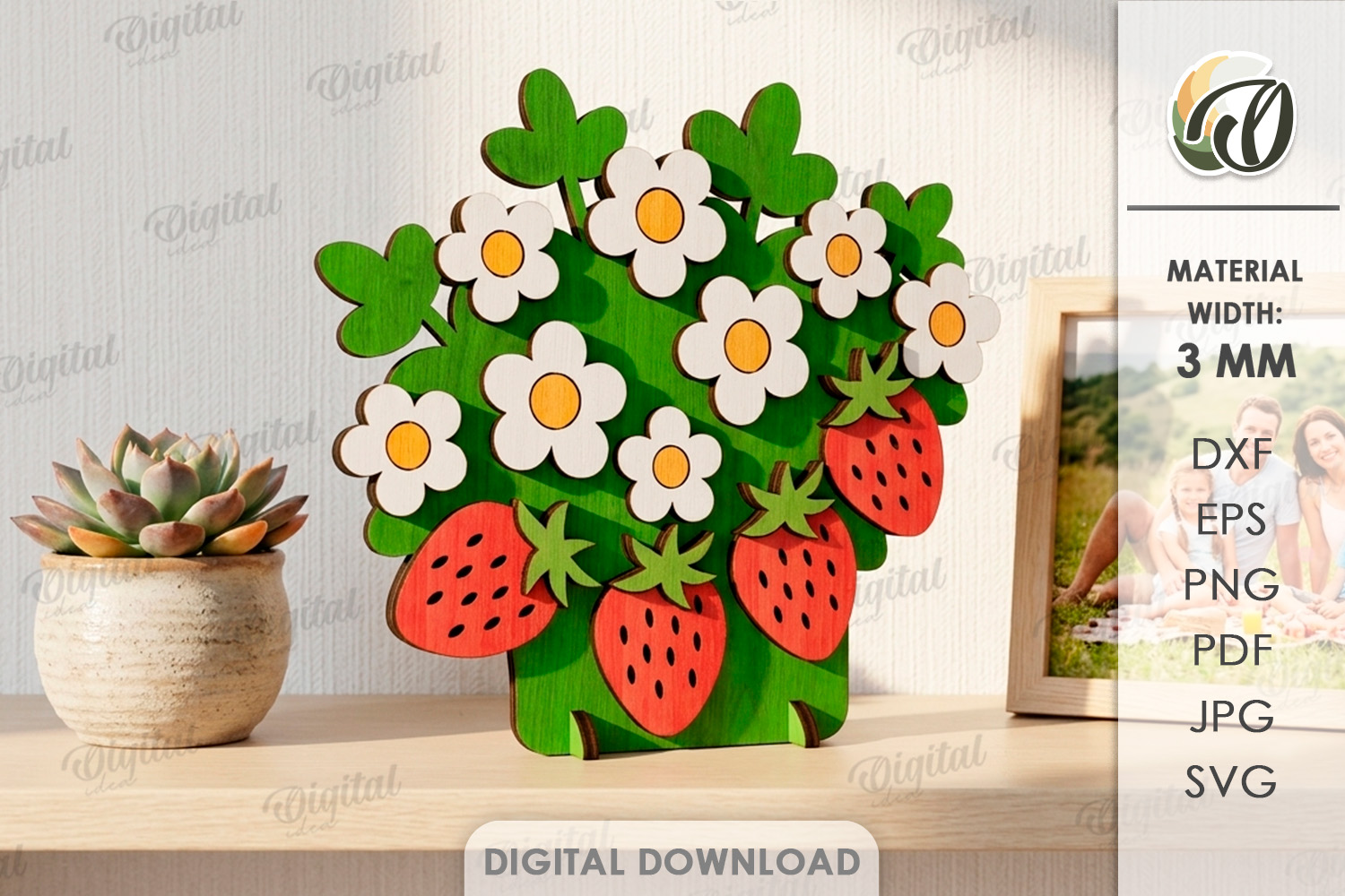 [Laser cut and engrave] 3D Flower Stands Bundle. Plant Home Decor Laser Cut Files. Floral Shelf Sitter SVG. Summer. Mother's Day Gift. Spring Standing decor