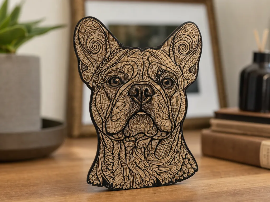 French Bulldog Portrait with Intricate Zentangle Pattern