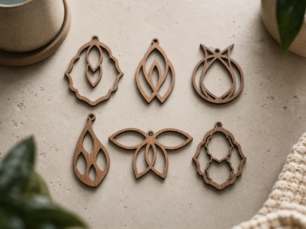 Geometric Wooden Cutout Jewelry Pendants