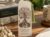 [UV printing] Marque-page illustré avec arbre des histoires et pompon vert