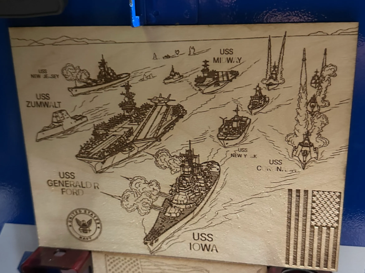 United States Navy Warship Fleet Illustration Wall Plaque