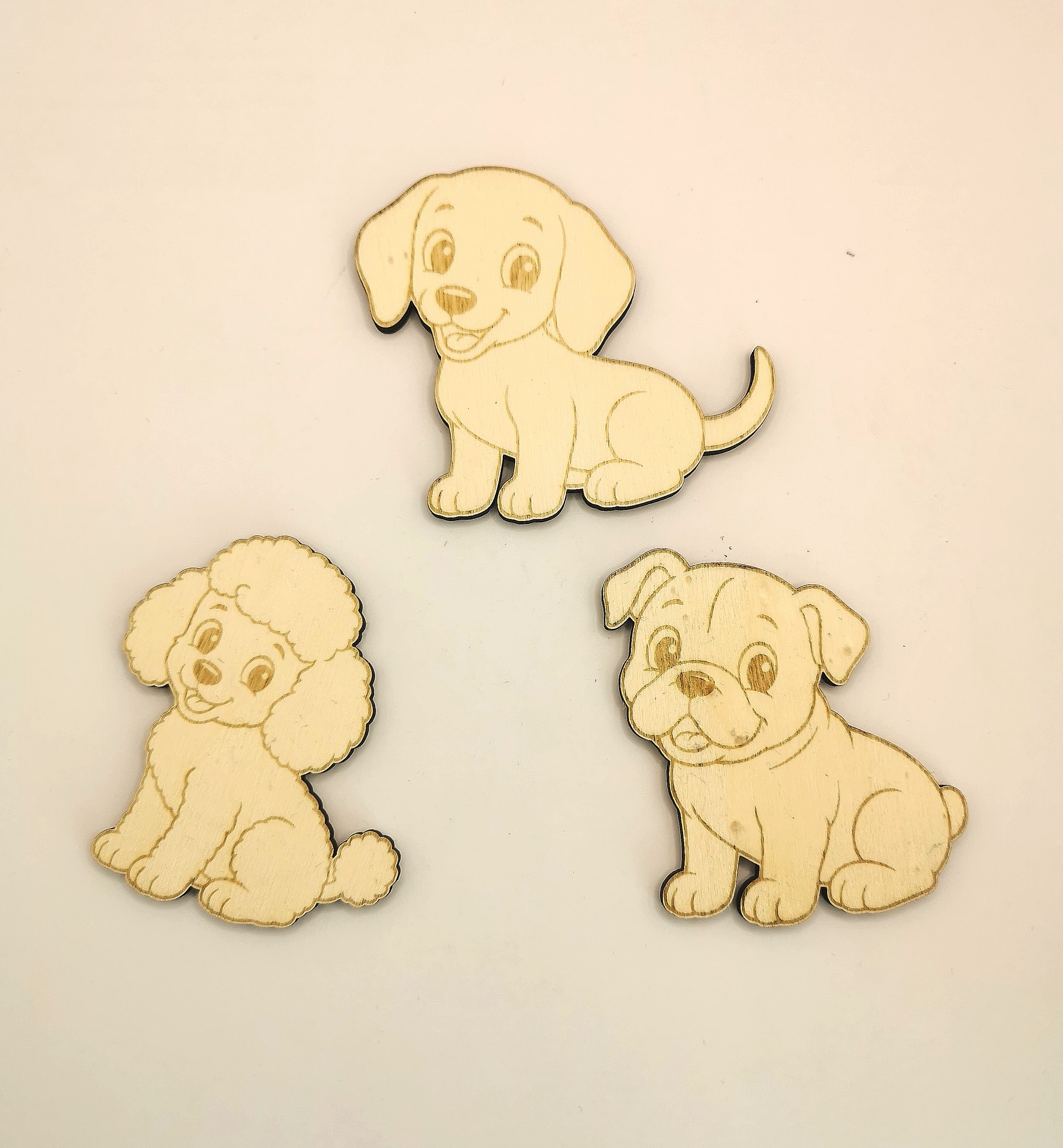 10 Puppy Fridge Magnets Bundle – Adorable Wooden Dog Magnet Collection, Laser Cut SVG & XCS Files for DIY Home Decor and Pet Lovers 1