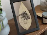 [Laser cut and engrave] Framed Pet Memorial Leaf Art with Dog Portrait