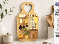 [Laser cut and engrave] Miniature Kitchen Scene Wall Hanging Cutting Board Decor Laser Cut Bundle. Mini Kitchen. Home Decor
