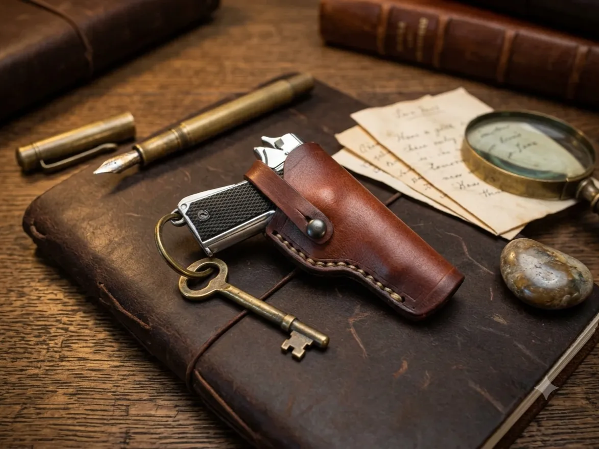 Mini Leather Gun Keychain Holster