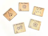 [Laser cut and engrave] Square Wooden Merry Christmas Gift Tags with Holiday Motifs