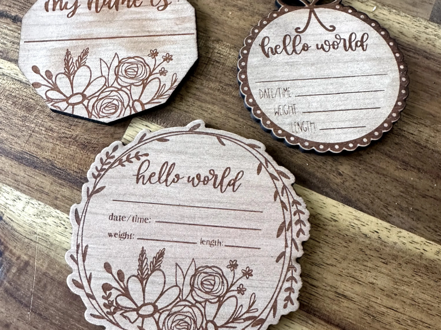 Floral Hello World Newborn Birth Announcement Sign