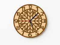 [Laser cut and engrave] Round wall clock with geometric snowflake pattern and large numerals