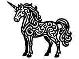 [Laser cut and engrave] Silhouette de licorne ornée de motifs en volutes