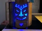[Laser cut and engrave] Illuminated Tiki Mask Table Lamp with Tropical Cocktail Motif