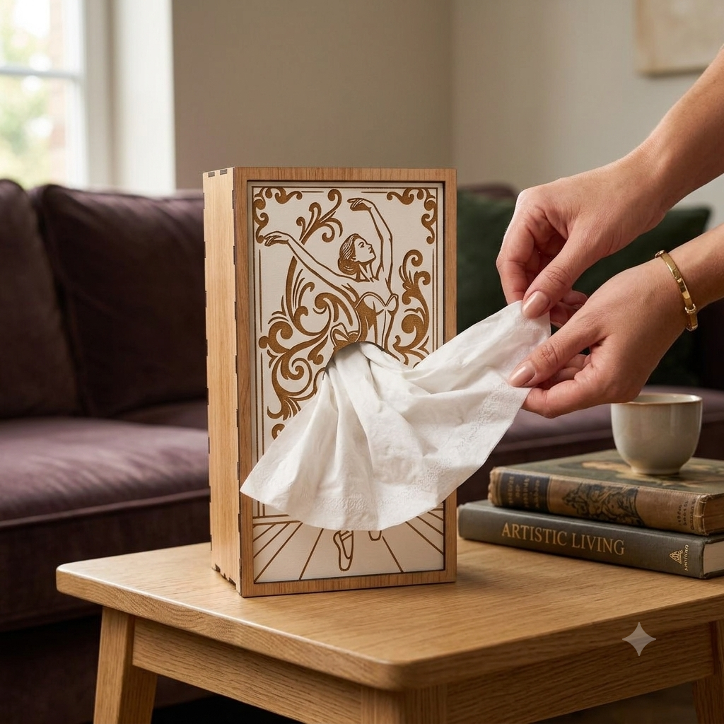 [Laser cut and engrave] Ballerina Laser Cut Tissue Box Files – Dance Decor svg