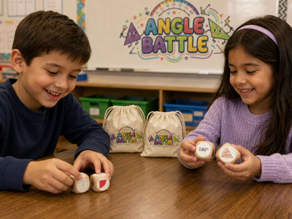 Angle Battle Educational Math Dice Game for Classroom Learning