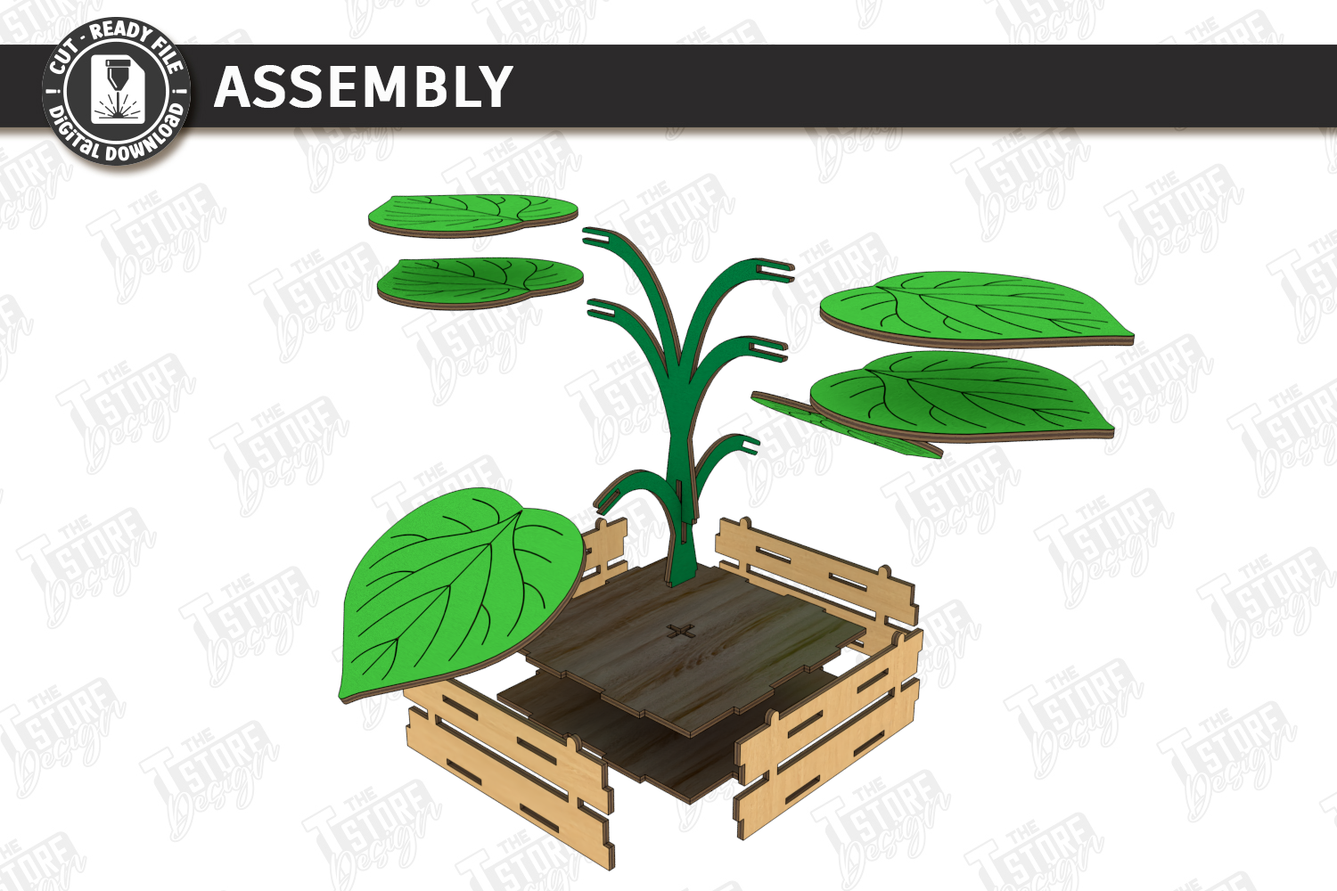 [Laser cut and engrave] Leaf Shaped Coaster Set with Tree Storage Holder
