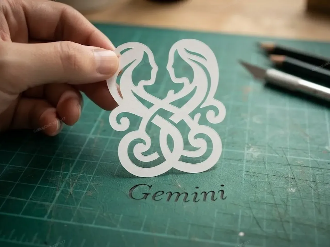 [Blade cut] Gemini Zodiac Sign Silhouette Cutout