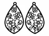 [Laser cut and engrave,Other] Teardrop Floral Cutout Wooden Earrings