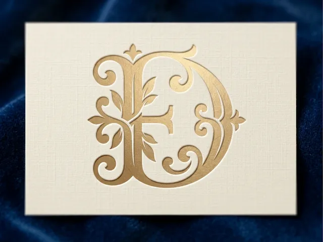 D Ornate Wedding Monogram – Decorative Bridal Initial with Intricate Flourishes for Laser Cut Signs, Cake Toppers & Engraving