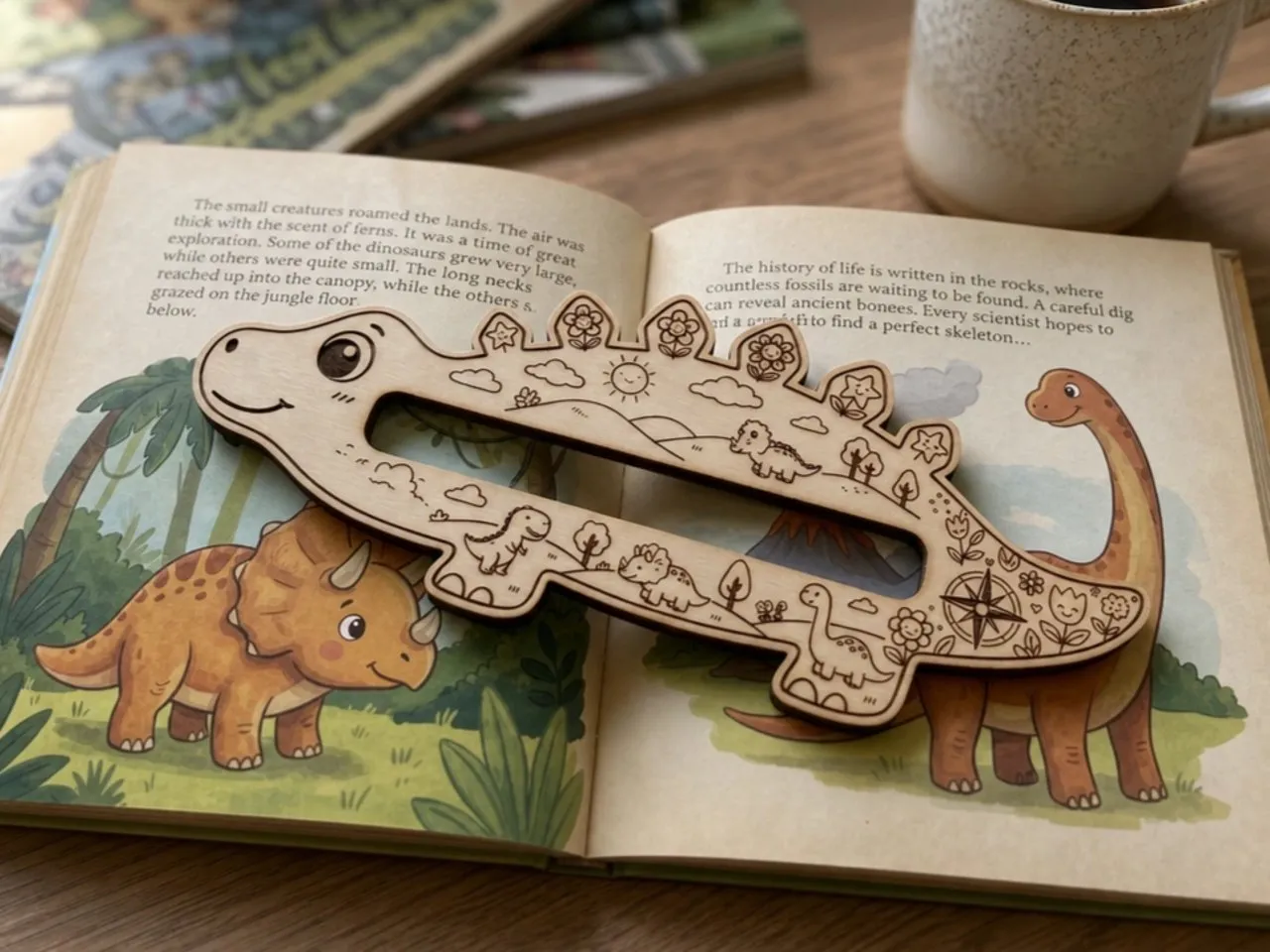 [Laser cut and engrave] Dinosaur Reading Tracker Bookmark for Kids