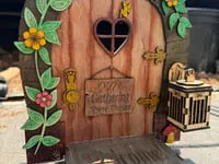 [Laser cut and engrave] Wooden Hobbit Gnome Door with Lantern Mailbox for Garden