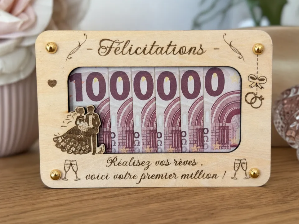 Carte cadeau pour offrir de l'argent à l'occasion d'un mariage