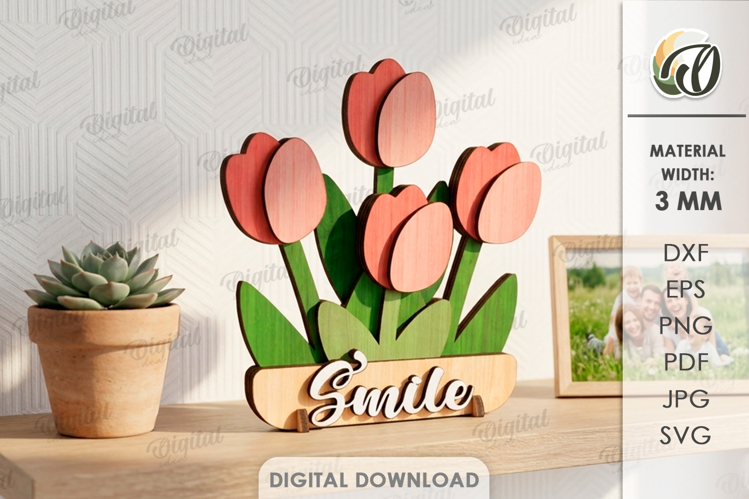 [Laser cut and engrave] 3D Flower Stands Bundle. Plant Home Decor Laser Cut Files. Floral Shelf Sitter SVG. Summer. Mother's Day Gift. Spring Standing decor