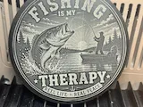 [Laser cut and engrave] Fishing Is My Therapy Round Coaster with Bass Fisherman Graphic