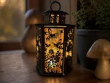 [Laser cut and engrave] Lanterne décorative hexagonale avec motifs d'abeilles et de fleurs